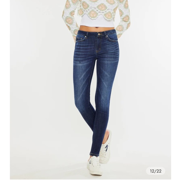 KanCan Women's Skinny Jeans - Dark Blue - Picture 1 of 11